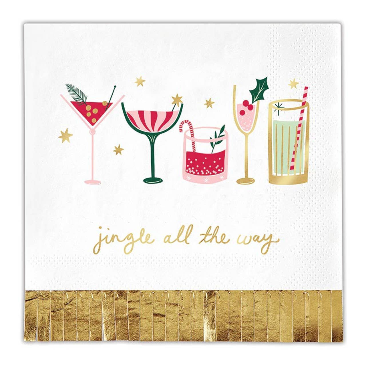 Foil Fringe Napkin - Jingle all the Way: Paper