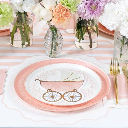Pink Baby Carriage Beverage Napkins
