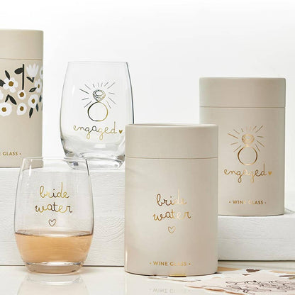 Bride Water - Gold Foil Stemless Wine Glass