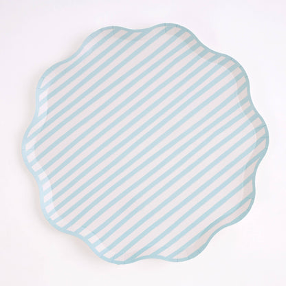 Teal and White Stripe Large Plates