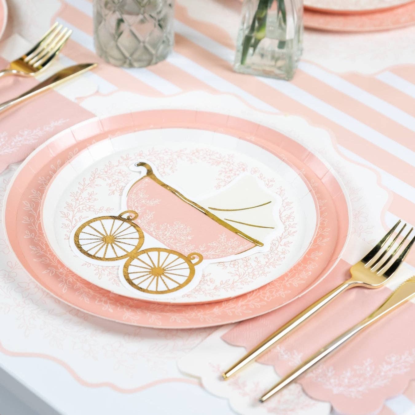 Baby Pink Striped Table Runners