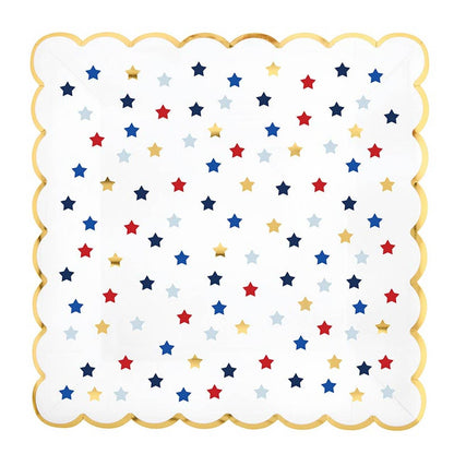 4th of July Foil Scalloped Plates