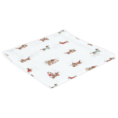 Swaddle Blanket - Plush Dog Rattle: Machine Wash Cold. Tumble Dry Low / 70% Bamboo 30% Cotton, Plush