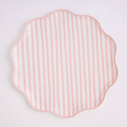 Pink and White Stripe Large Plates