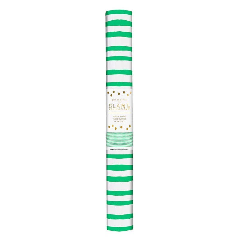 Paper Table Runner - Green Stripe: 25' l  x 18" w