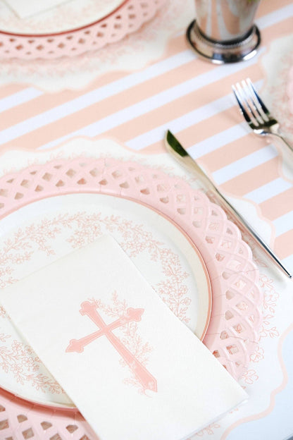 Pink Cross Floral Elegance Guest Towels
