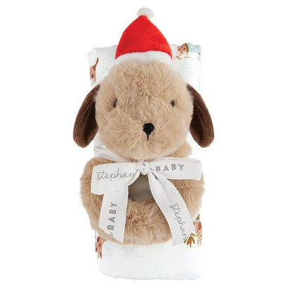 Swaddle Blanket - Plush Dog Rattle: Machine Wash Cold. Tumble Dry Low / 70% Bamboo 30% Cotton, Plush