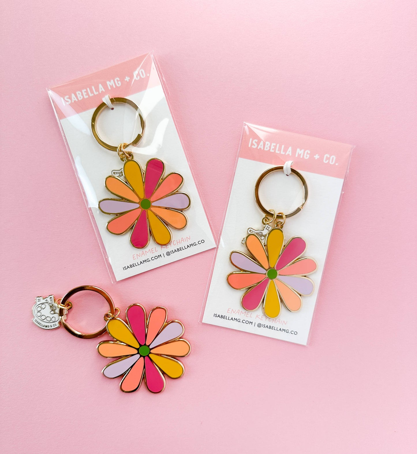 Otomi Flower Enamel Keychain