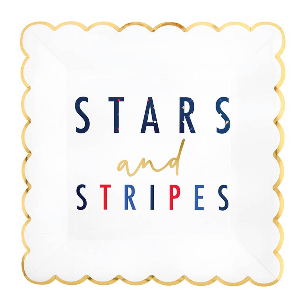 4th of July Foil Scalloped Plates