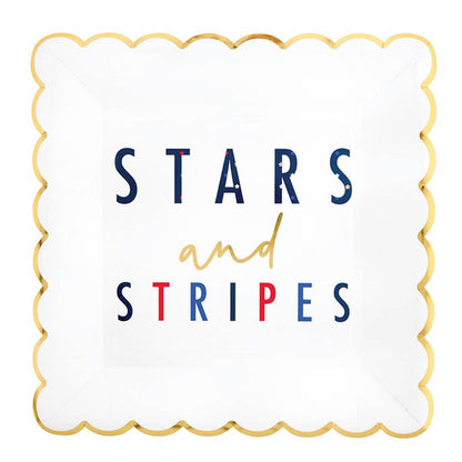 4th of July Foil Scalloped Plates