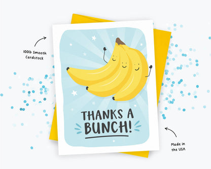 Thanks A Bunch - Thank You Cards Banana Pun Greeting Cards