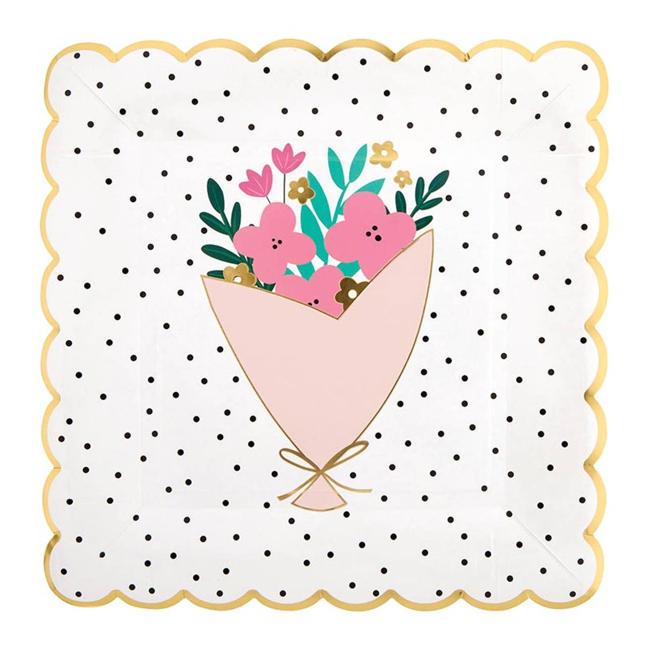 Floral Foil Scalloped Plates