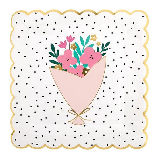 Floral Foil Scalloped Plates