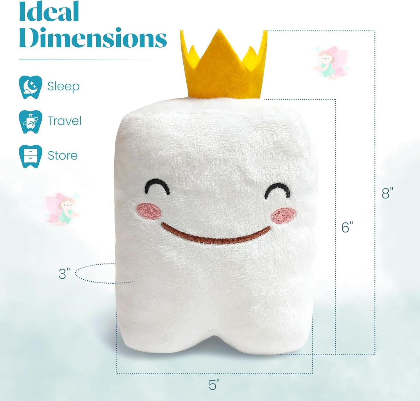 Tooth fairy pillow with back pocket