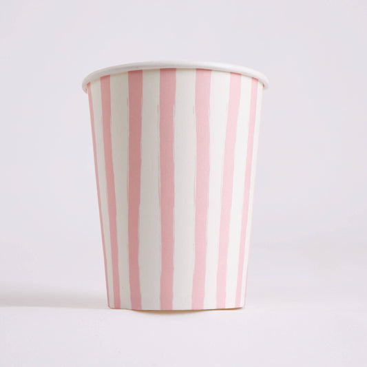 Pink and White Stripe Cups