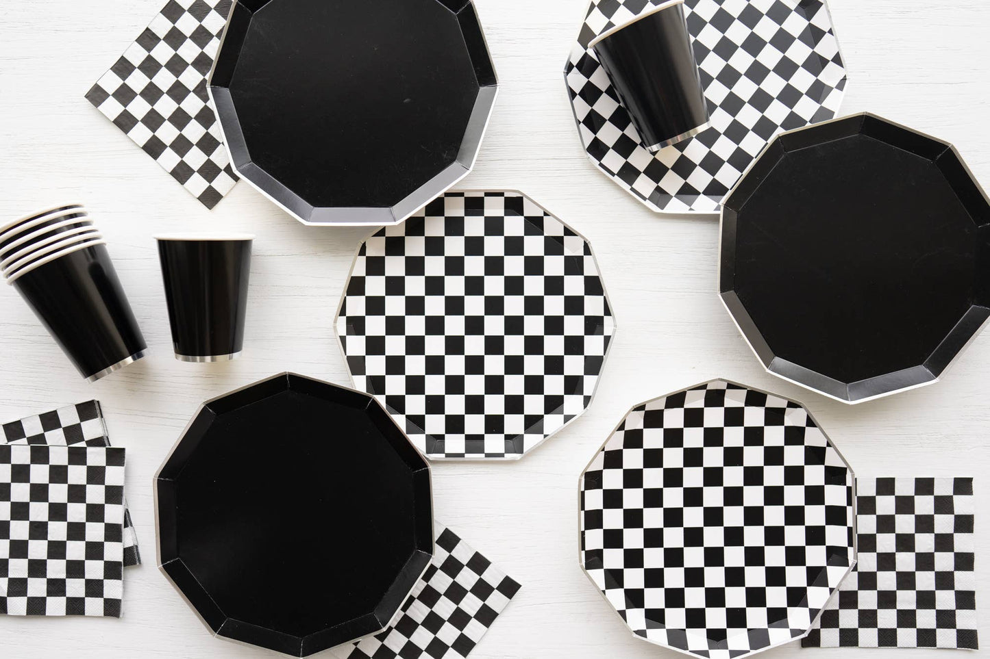 Black And White Signature Checker Napkins