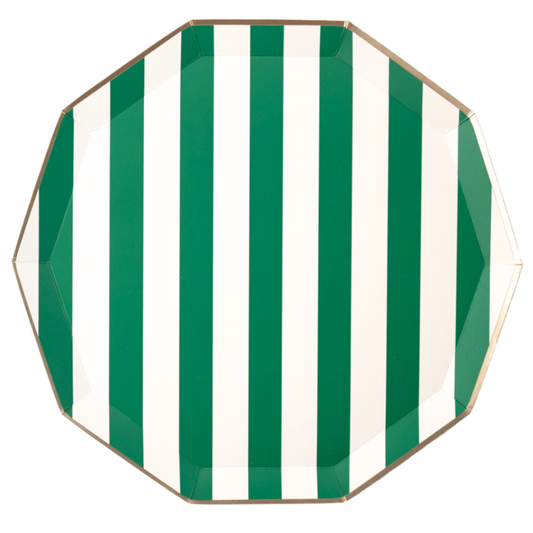 Emerald Green Cabana Stripe Plates