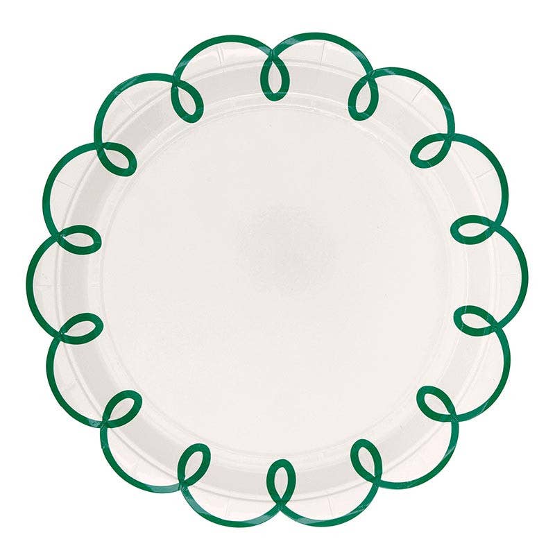 Round Scalloped Paper Plates - Green Scallop - 8ct: 9" dia