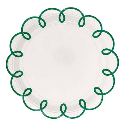 Round Scalloped Paper Plates - Green Scallop - 8ct: 9" dia