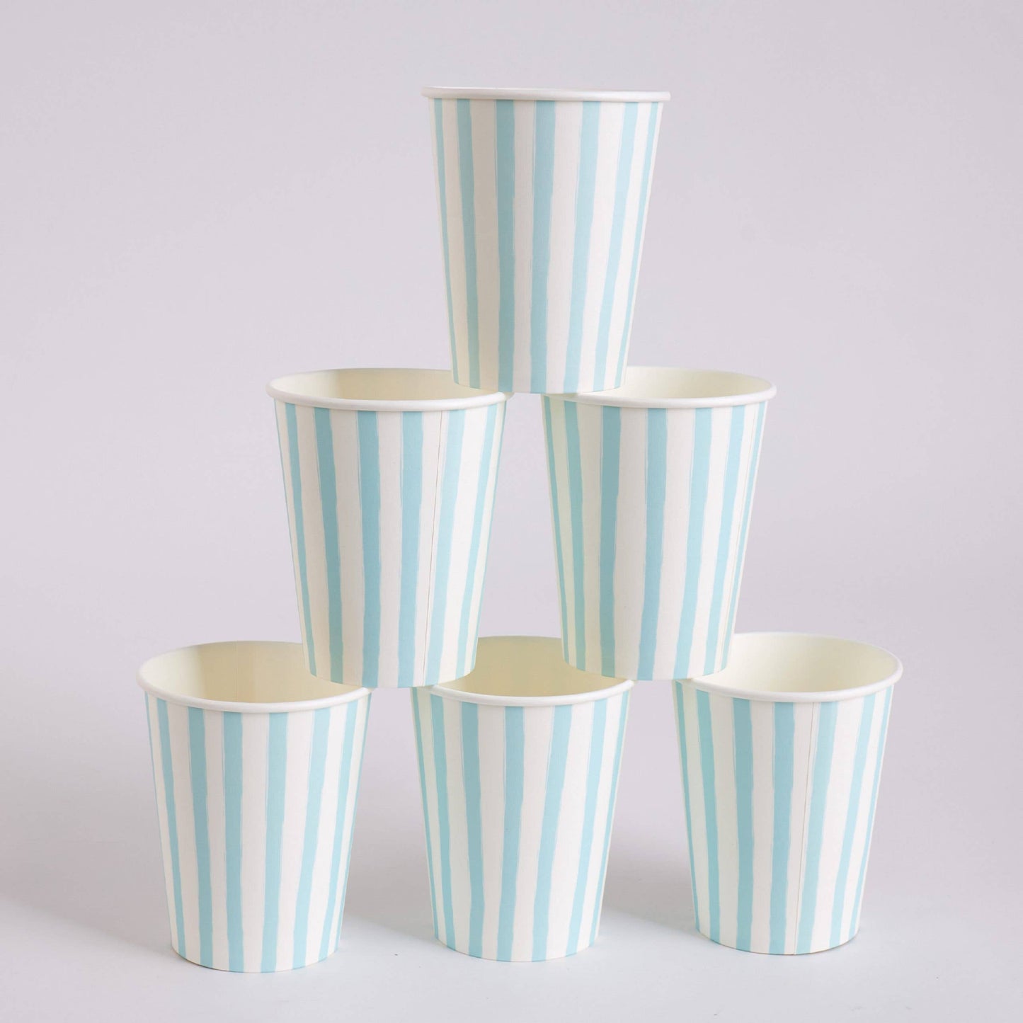 Teal and White Stripe Cups