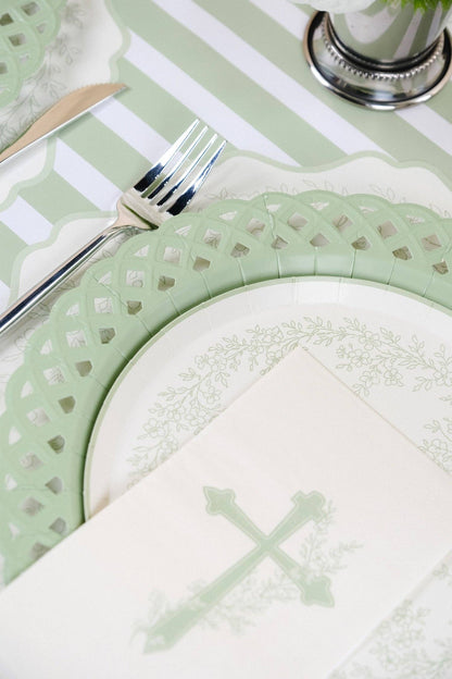 Sage Cross Floral Elegance Guest Towels