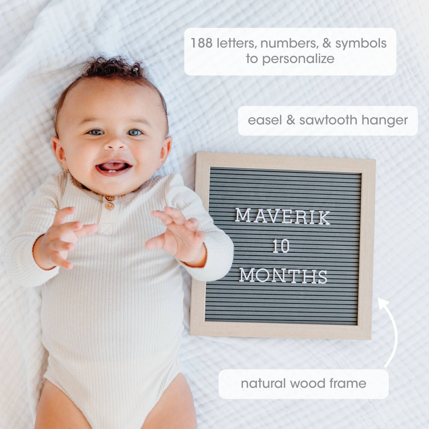 Wooden Letterboard Set, Gray