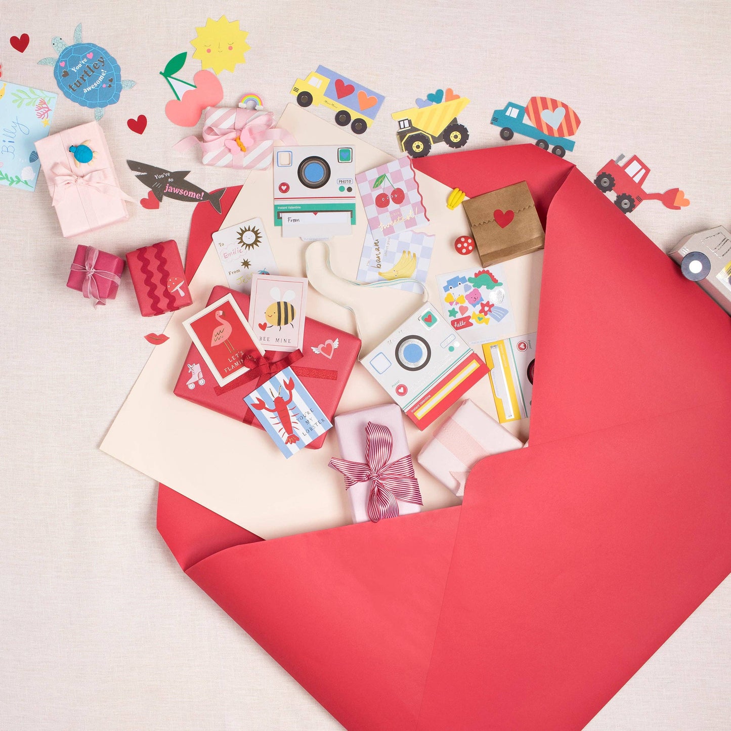 Truck Kids Valentine's Cards & Stickers Set
