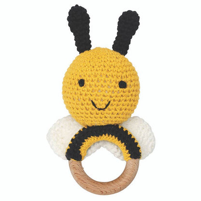 Knit Rattle - Bee: 4.5" H x 4.5"  W