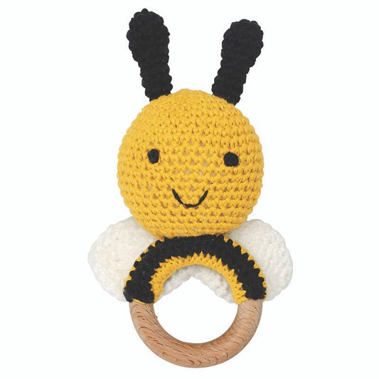 Knit Rattle - Bee: 4.5" H x 4.5"  W