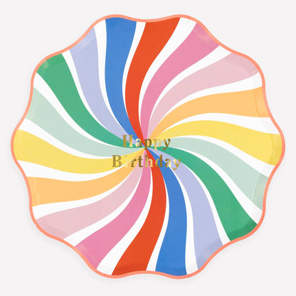 Rainbow Swirl Happy Birthday Dinner Plates