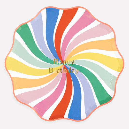 Rainbow Swirl Happy Birthday Dinner Plates