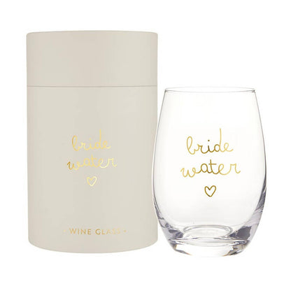 Bride Water - Gold Foil Stemless Wine Glass