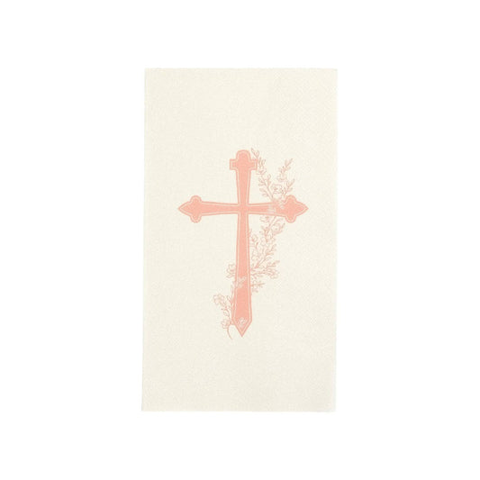 Pink Cross Floral Elegance Guest Towels