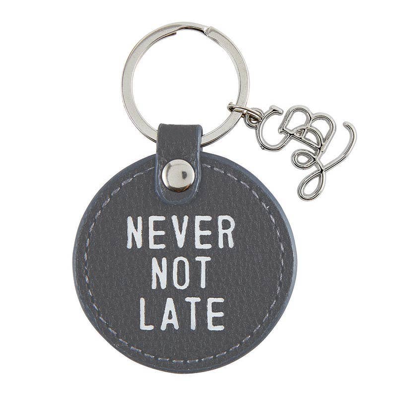 Face to Face Leather Key Tag - Never Not Late
