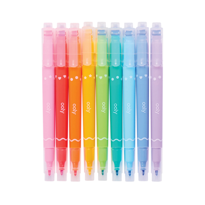 Confetti Stamp Double-Ended Markers - Set of 9