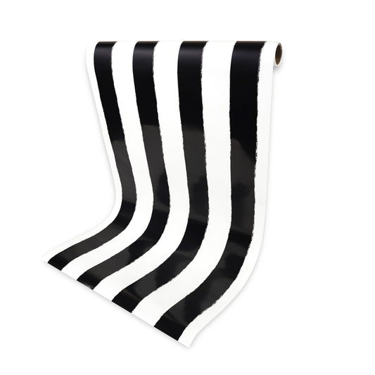 Black & White Stripe Paper Table Runner