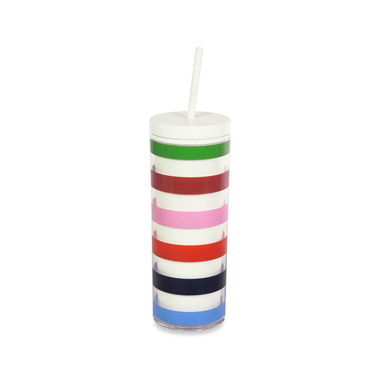 Acrylic Tumbler with Straw, Adventure Stripe
