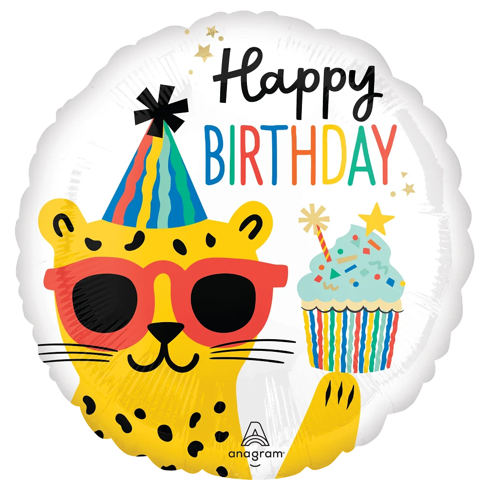 Party Animal Leopard Happy Birthday Foil Balloon - 18"