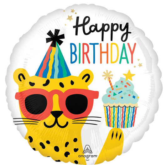 Party Animal Leopard Happy Birthday Foil Balloon - 18"