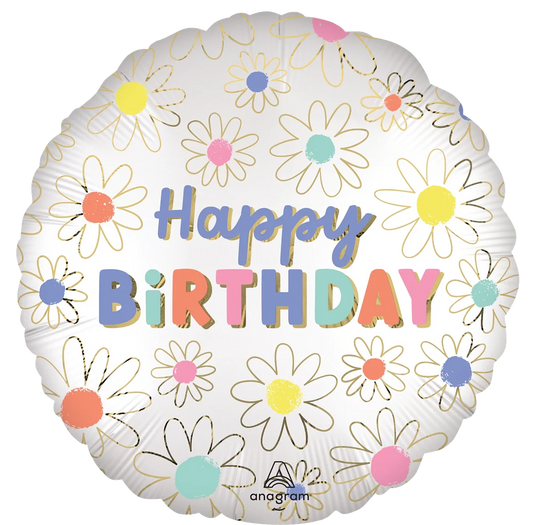 Daisies Happy Birthday Foil Balloon