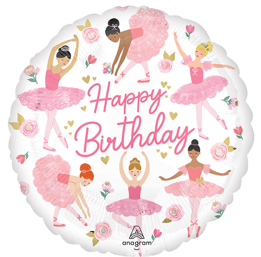 Ballerina Girl Birthday Foil Balloon - 18"