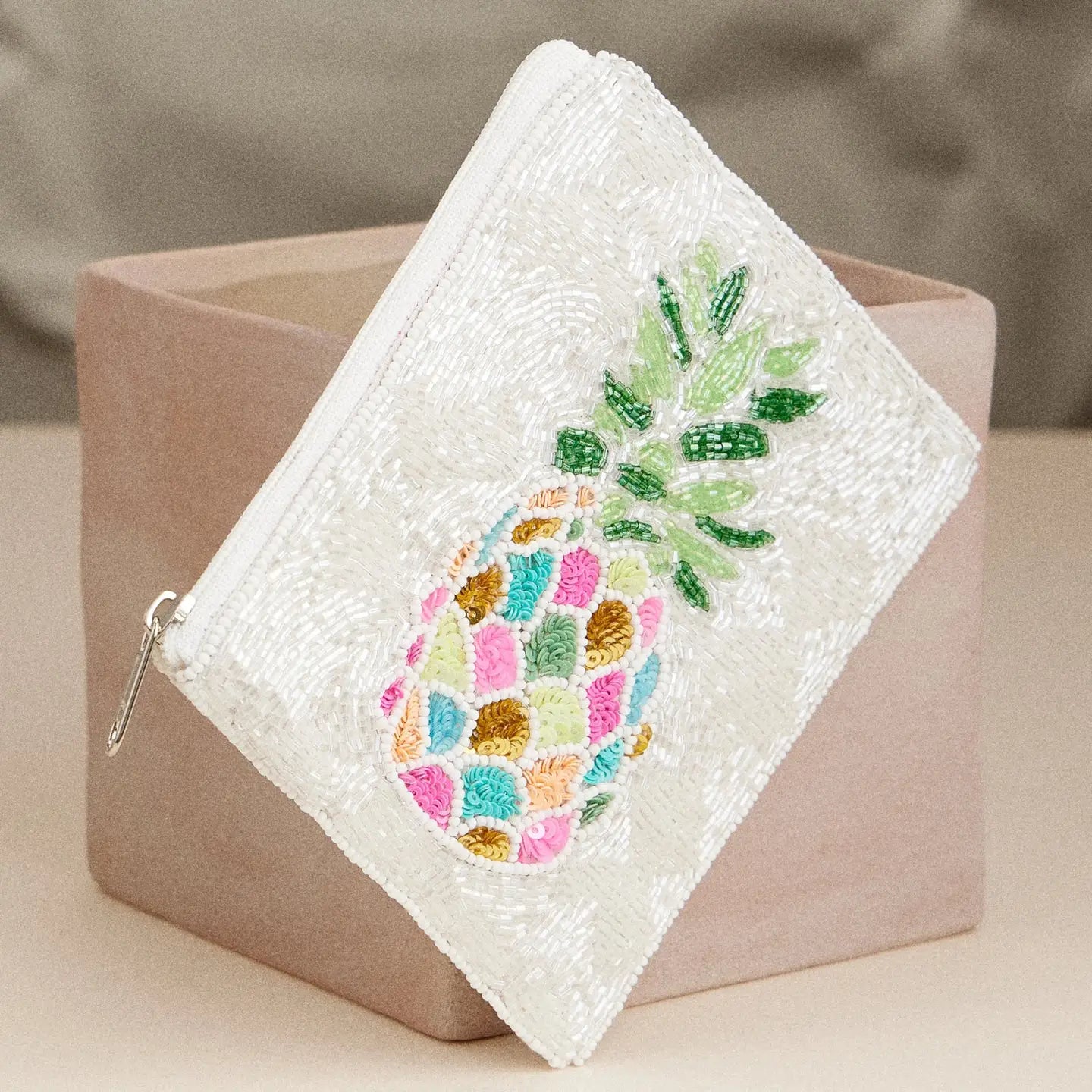Beaded Pineapple Sequin Embellished Coin Purse