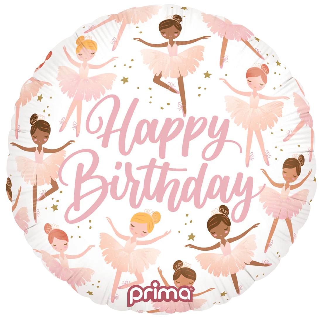 Birthday Ballerinas Round Foil Balloon (18")