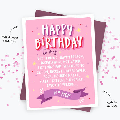 Birthday Card To Mom Family Card, Greeting Card To Her