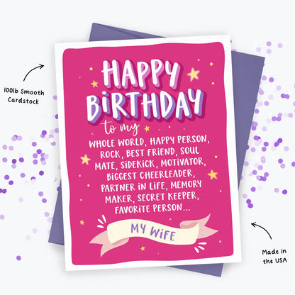 Birthday Card To Wife, Love Card, Greeting Card To Her