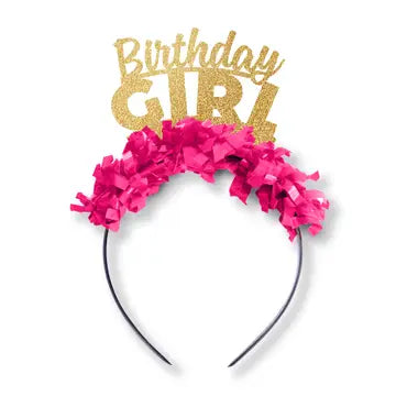 Birthday Girl Party Crown | Gold/Hot pink