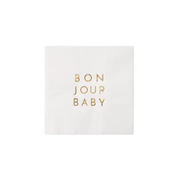 Bonjour Baby Blanc White Cocktail Napkins