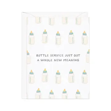 Bottle Service - Funny Drink Pun New Baby Card