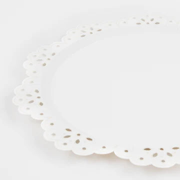 Broderie Anglaise Lace White Dinner Plates