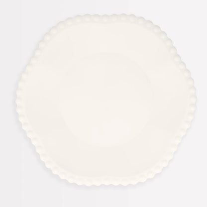 Cream Dot Edged Flower Compostable Dinner Plates